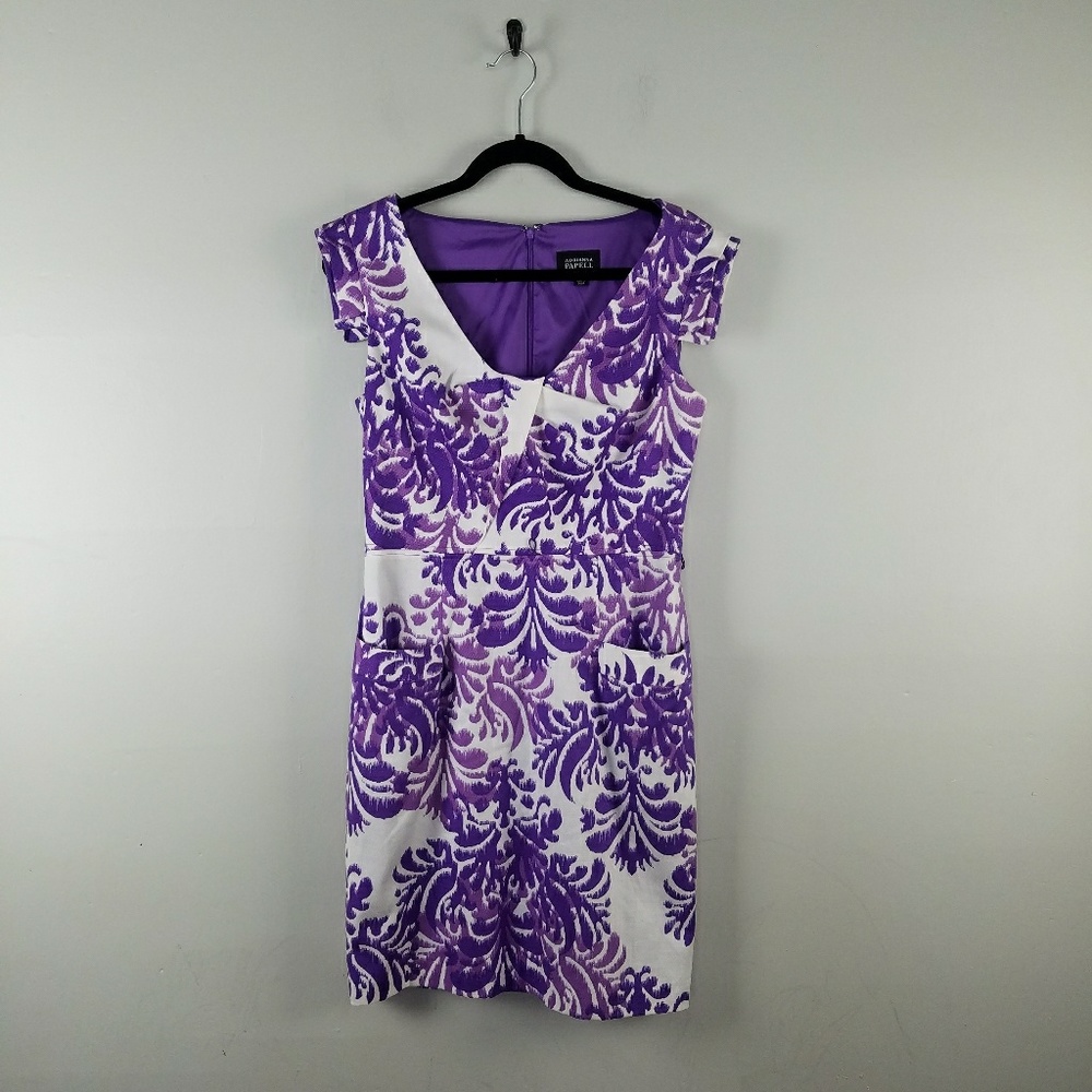 Adrianna papell purple white cap sleeve Dress 10